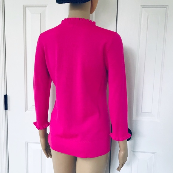 Kate spade 100% wool hot pink ruffle sweater M - Picture 8 of 8